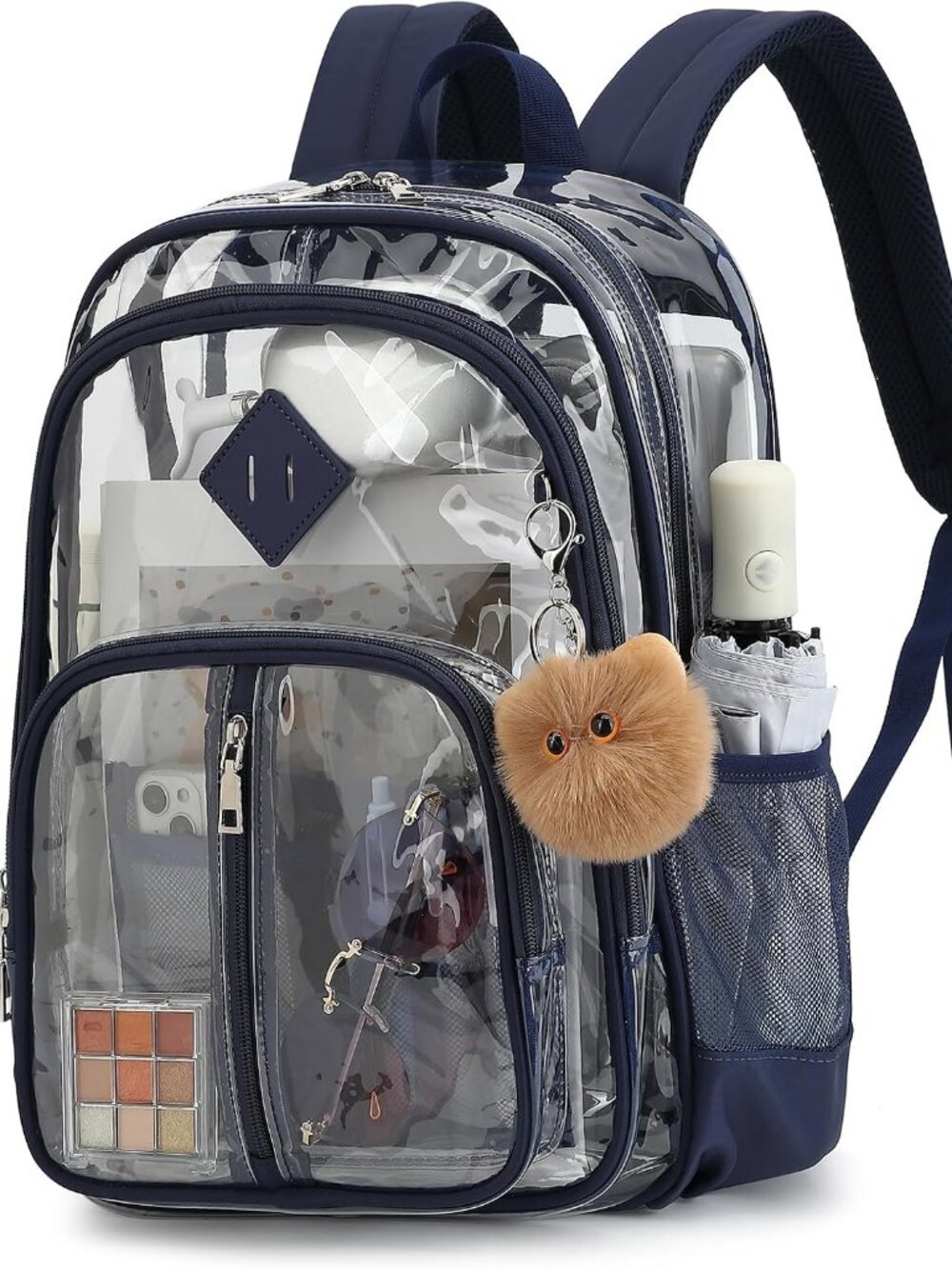 New: Clear Backpack with Navy Blue Trim - Fits 15" Laptop